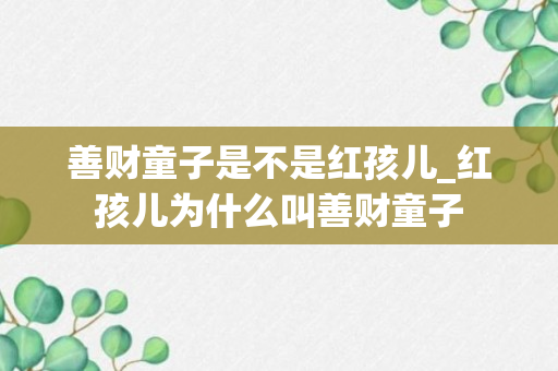 善财童子是不是红孩儿_红孩儿为什么叫善财童子