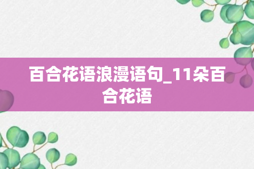 百合花语浪漫语句_11朵百合花语