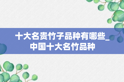 十大名贵竹子品种有哪些_中国十大名竹品种