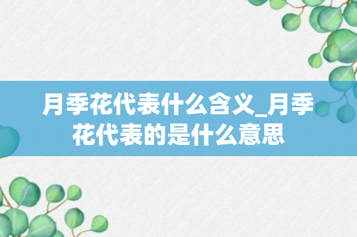 月季花代表什么含义_月季花代表的是什么意思