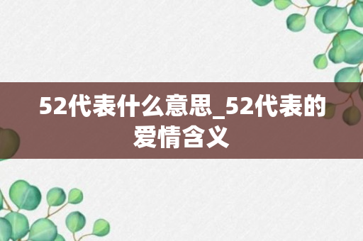 52代表什么意思_52代表的爱情含义