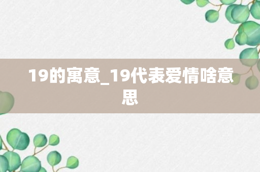 19的寓意_19代表爱情啥意思