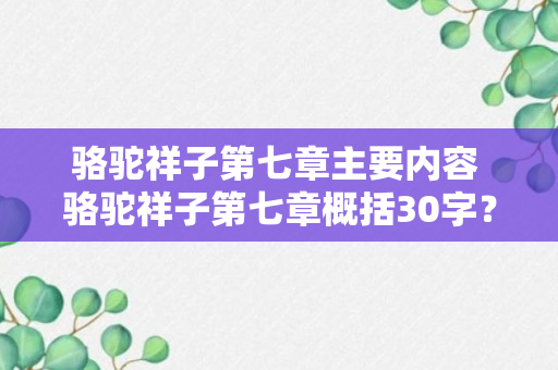 骆驼祥子第七章主要内容 骆驼祥子第七章概括30字？