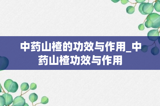 中药山楂的功效与作用_中药山楂功效与作用