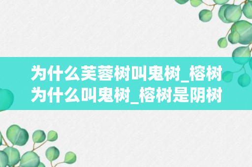 为什么芙蓉树叫鬼树_榕树为什么叫鬼树_榕树是阴树吗