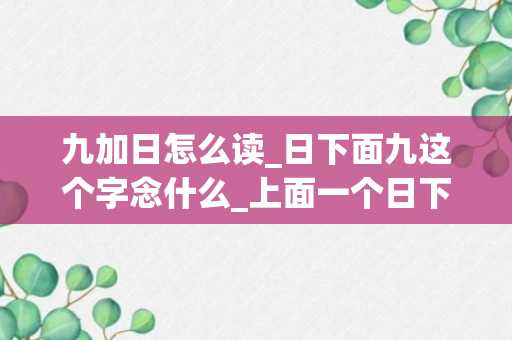 九加日怎么读_日下面九这个字念什么_上面一个日下面一个九这个字念什么