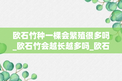 欧石竹种一棵会繁殖很多吗_欧石竹会越长越多吗_欧石竹的生长周期