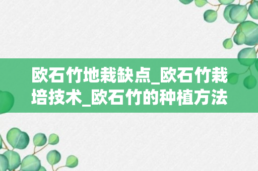 欧石竹地栽缺点_欧石竹栽培技术_欧石竹的种植方法和要求