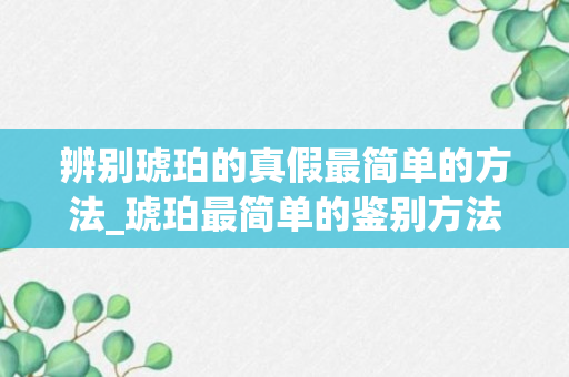 辨别琥珀的真假最简单的方法_琥珀最简单的鉴别方法_怎样鉴别琥珀