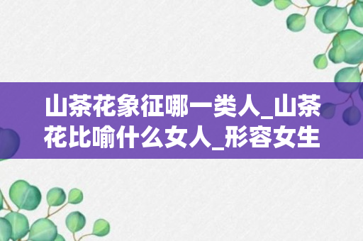 山茶花象征哪一类人_山茶花比喻什么女人_形容女生山茶花是什么意思