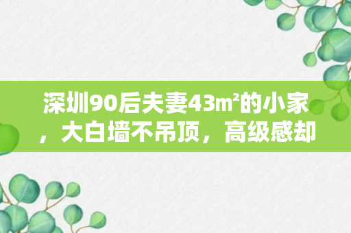 深圳90后夫妻43㎡的小家，大白墙不吊顶，高级感却怎么也藏不住！