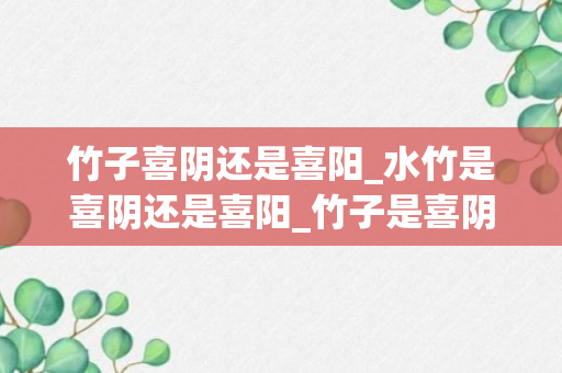 竹子喜阴还是喜阳_水竹是喜阴还是喜阳_竹子是喜阴植物还是喜阳植物