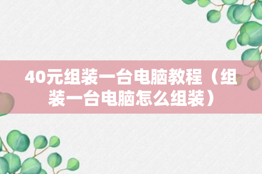 40元组装一台电脑教程（组装一台电脑怎么组装）