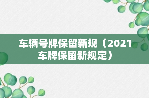 车辆号牌保留新规（2021车牌保留新规定）