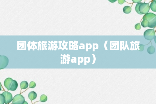 团体旅游攻略app（团队旅游app）