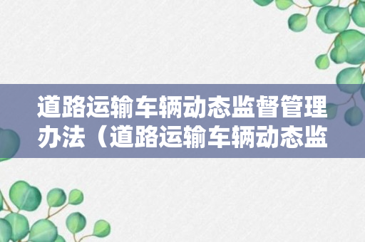 道路运输车辆动态监督管理办法（道路运输车辆动态监督管理办法2022年）