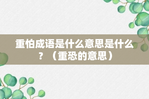 重怕成语是什么意思是什么？（重恐的意思）