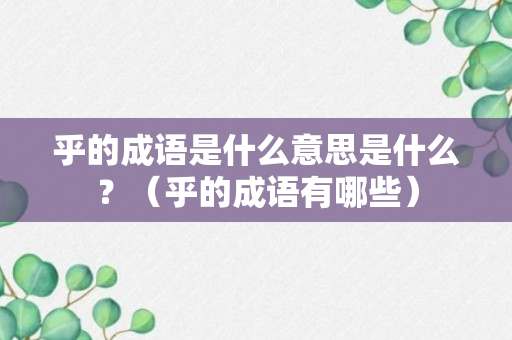 乎的成语是什么意思是什么？（乎的成语有哪些）