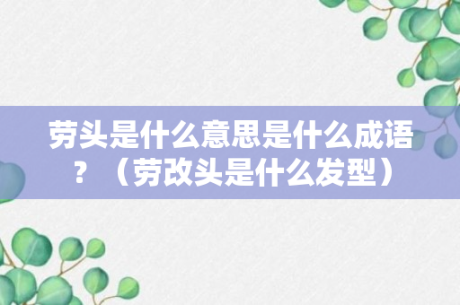 劳头是什么意思是什么成语？（劳改头是什么发型）