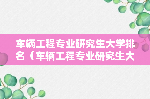 车辆工程专业研究生大学排名（车辆工程专业研究生大学排名及分数线）