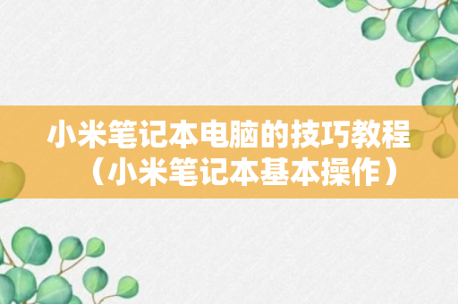 小米笔记本电脑的技巧教程（小米笔记本基本操作）