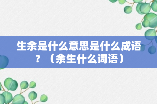 生余是什么意思是什么成语？（余生什么词语）