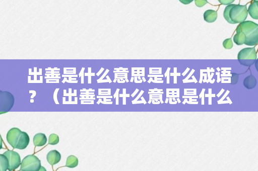 出善是什么意思是什么成语？（出善是什么意思是什么成语啊）