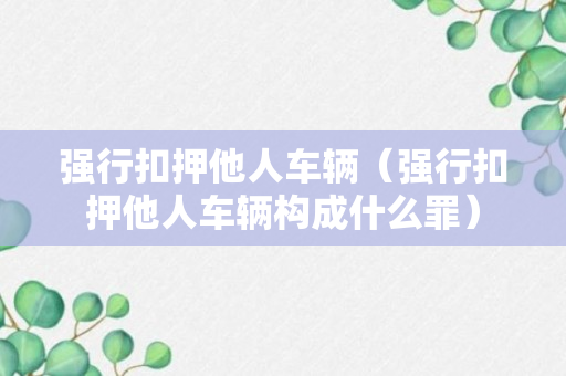 强行扣押他人车辆（强行扣押他人车辆构成什么罪）