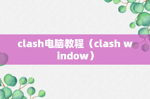 clash电脑教程（clash window）