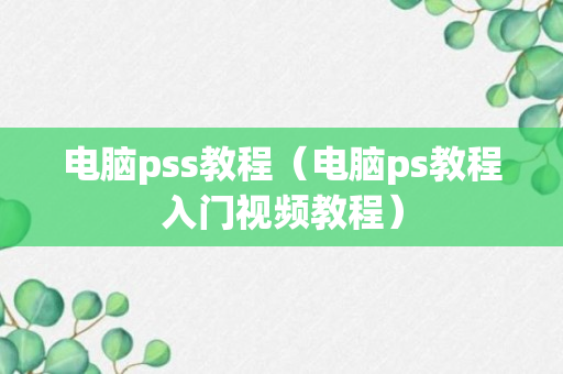 电脑pss教程（电脑ps教程入门视频教程）