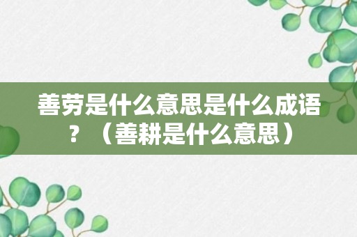 善劳是什么意思是什么成语？（善耕是什么意思）