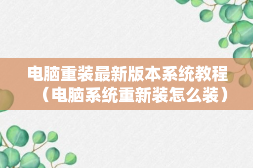 电脑重装最新版本系统教程（电脑系统重新装怎么装）