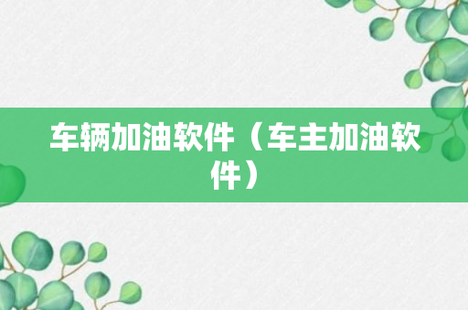 车辆加油软件（车主加油软件）