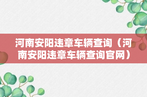 河南安阳违章车辆查询（河南安阳违章车辆查询官网）