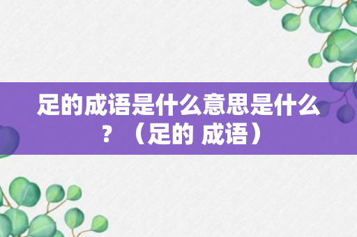 足的成语是什么意思是什么？（足的 成语）