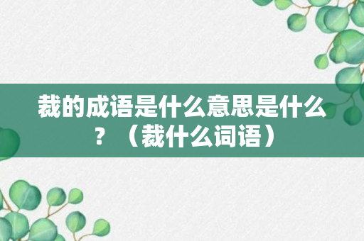 裁的成语是什么意思是什么？（裁什么词语）