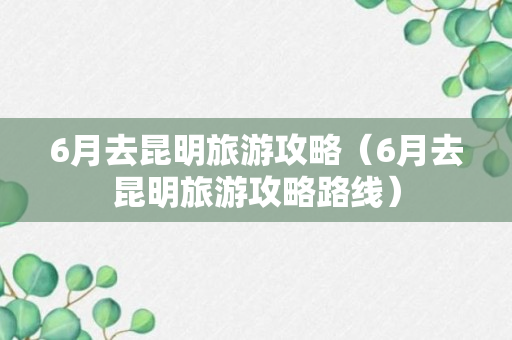 6月去昆明旅游攻略（6月去昆明旅游攻略路线）