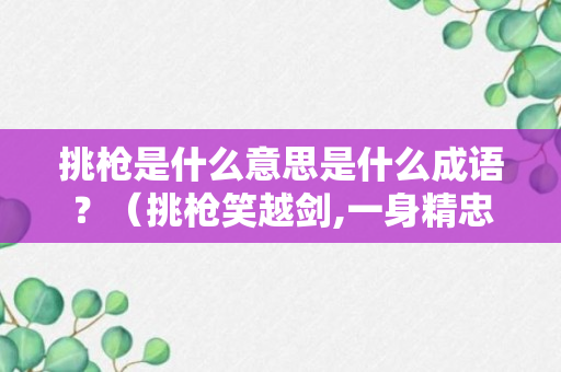 挑枪是什么意思是什么成语？（挑枪笑越剑,一身精忠热血淌翻译）