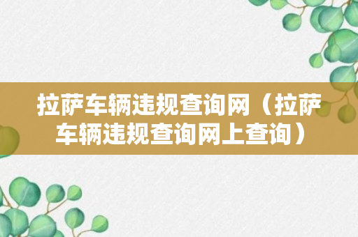 拉萨车辆违规查询网（拉萨车辆违规查询网上查询）