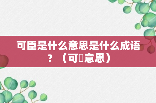 可臣是什么意思是什么成语？（可忴意思）