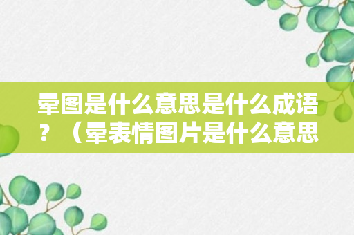 晕图是什么意思是什么成语？（晕表情图片是什么意思）