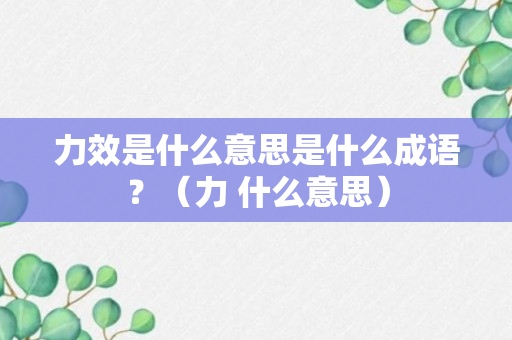 力效是什么意思是什么成语？（力 什么意思）