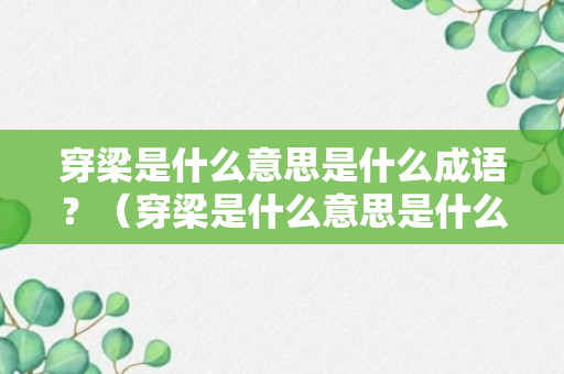 穿梁是什么意思是什么成语？（穿梁是什么意思是什么成语啊）