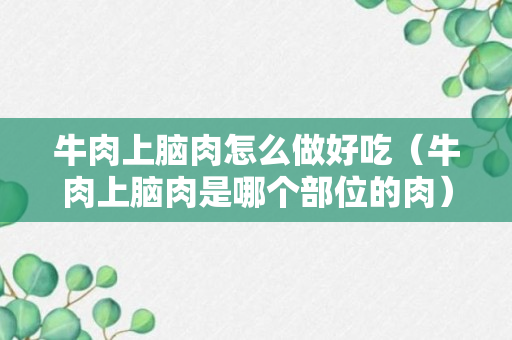 牛肉上脑肉怎么做好吃（牛肉上脑肉是哪个部位的肉）