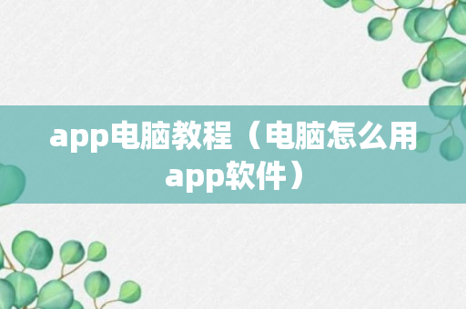 app电脑教程（电脑怎么用app软件）