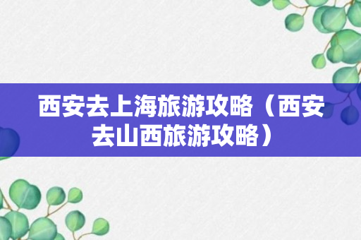 西安去上海旅游攻略（西安去山西旅游攻略）