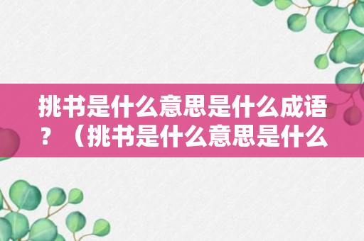 挑书是什么意思是什么成语？（挑书是什么意思是什么成语啊）