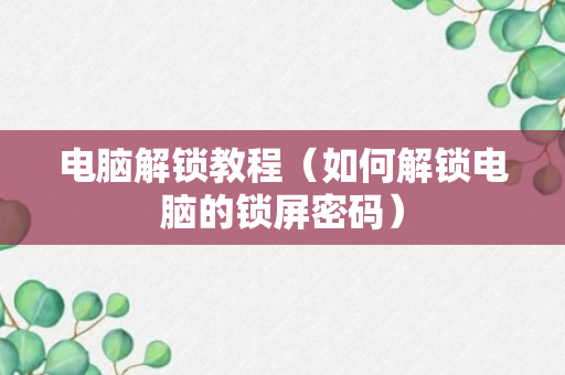 电脑解锁教程（如何解锁电脑的锁屏密码）