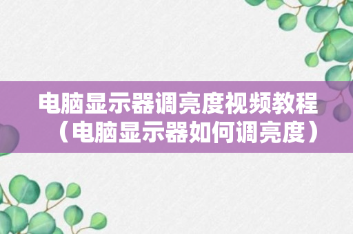 电脑显示器调亮度视频教程（电脑显示器如何调亮度）