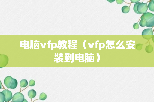 电脑vfp教程（vfp怎么安装到电脑）